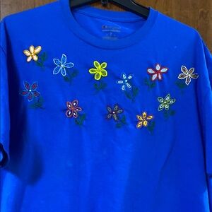 Champion Girls' Royal Blue Floral Embroidered Tee